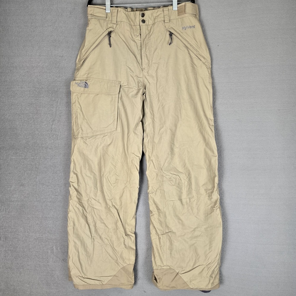 NORTH FACE Pants Mens Large Beige HyVent Ski Snowboarding Cargo Snow Zip Winter